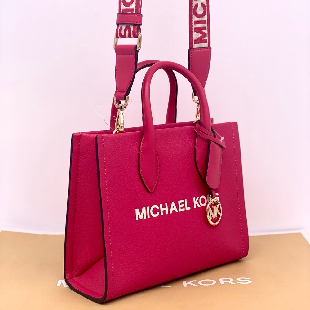 MICHAEL KORS Mirella Small Pebbled Leather
Crossbody Bag Tote Electric Pink - Picture 6 of 12